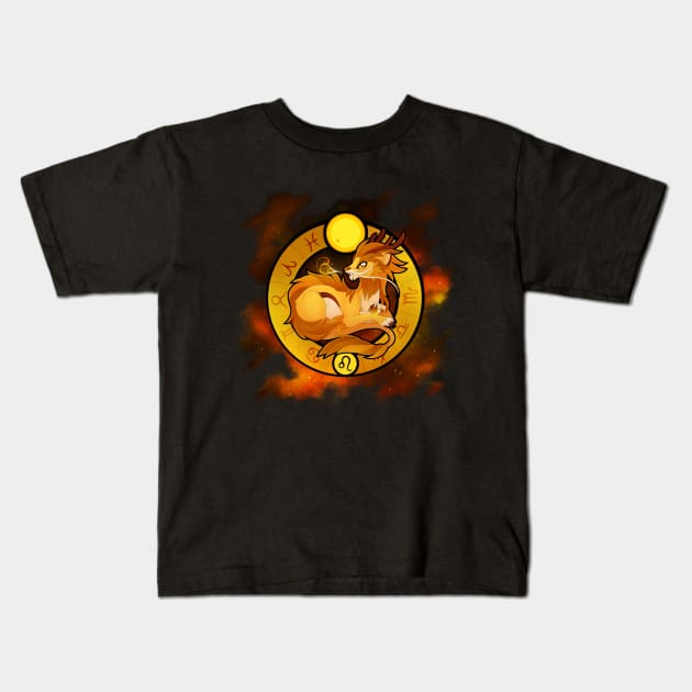 Zodiacal Dragons: Leo Kids T-Shirt by FennecSilvestre